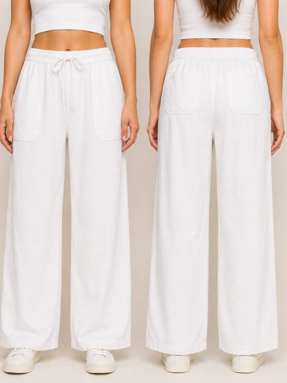 Splendid Womens White Wide Leg Drawstring Pants RS3C17Z Small NWT